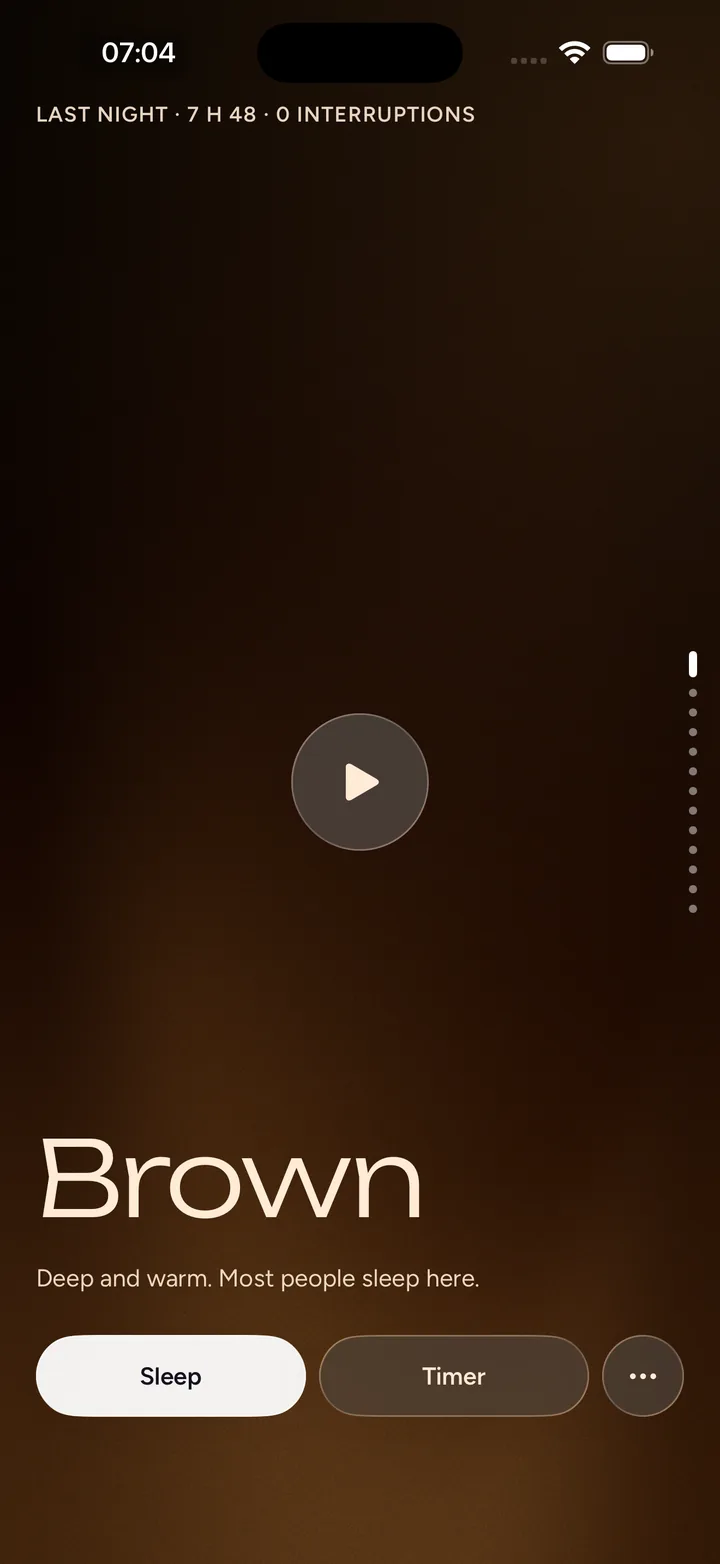The Brown lamp paused at 07:04 with the play ring in the middle