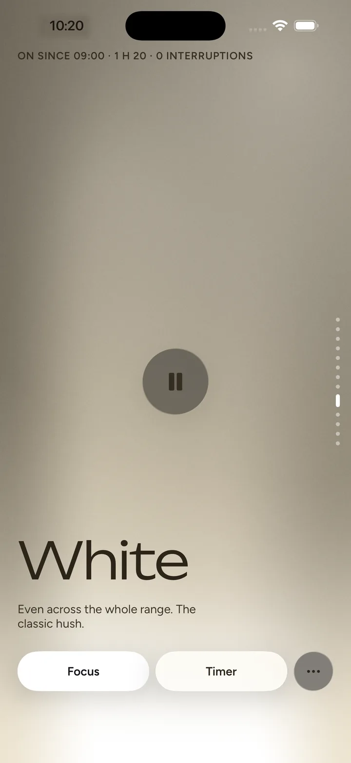 The White lamp: a steady hush that masks a noisy room